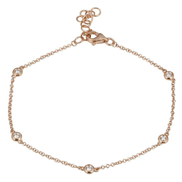 14K Gold Diamond Bezel Bracelet - 0.10ct - 1