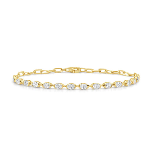 14K Gold Oval Diamond Bracelet - 1.38 CT - 1