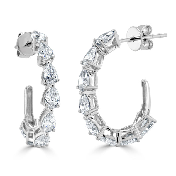 14k Gold & Pear-Shape Diamond Hoops - 1.87ct - 1