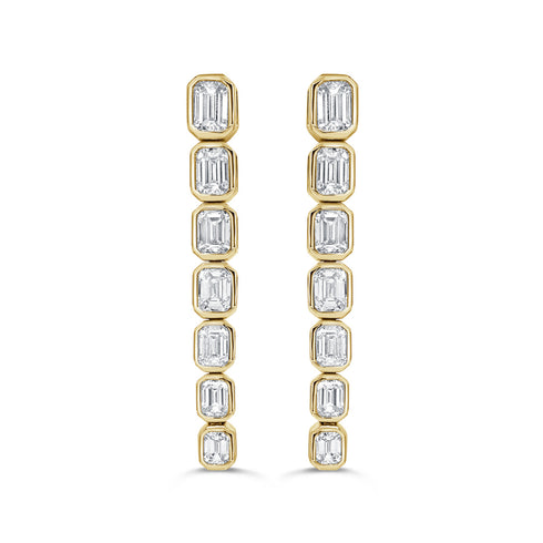 14K Gold & Emerald-Cut Diamond Dangle Earrings - 2.86ct - 1