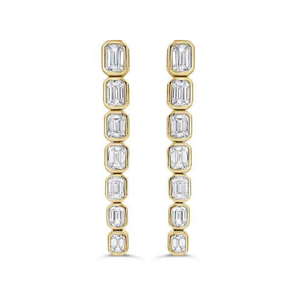 14K Gold & Emerald-Cut Diamond Dangle Earrings - 2.86ct - 1