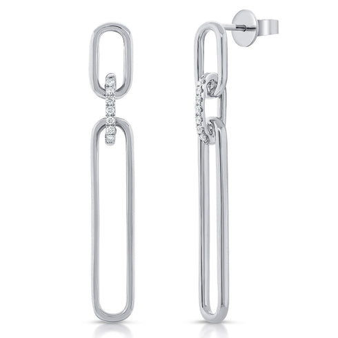 14K Gold Diamond Link Earrings- 0.08 CT - 1