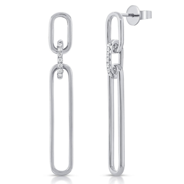 14K Gold Diamond Link Earrings- 0.08 CT - 1
