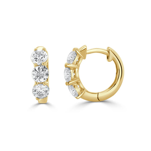 14K Gold Diamond Huggie - 1.06 CT - 1