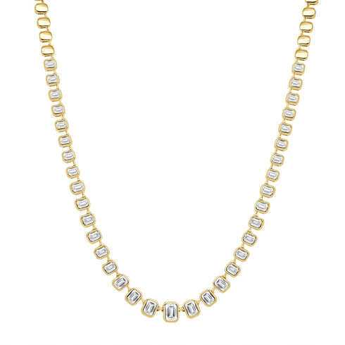14K Gold & Emerald Cut Diamond Necklace - 3.52ct - 1