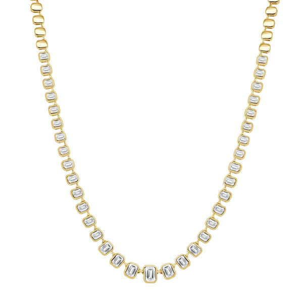14K Gold & Emerald Cut Diamond Necklace - 3.52ct - 1