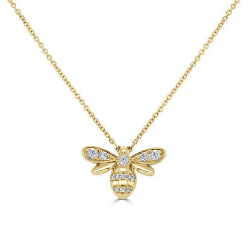 14k Gold & Diamond Bumble Bee Necklace - 0.36ct - 1