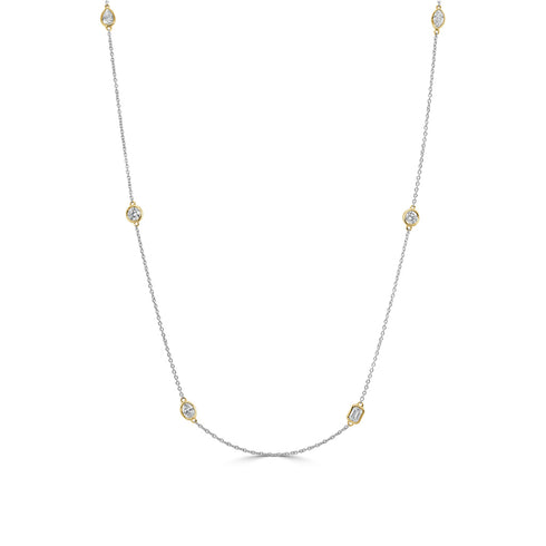 14K Gold & Mix-Shaped Diamond Two-Tone Necklace - 0.84ct - 1
