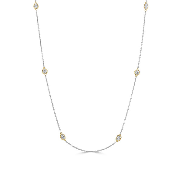 14K Gold & Mix-Shaped Diamond Two-Tone Necklace - 0.84ct - 1