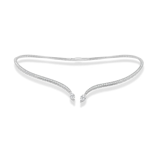 14K Gold Round & Marquise Diamond Open Choker - 2.22ct - 1