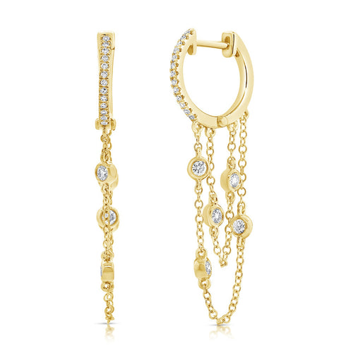 14k Gold & Diamond Hanging Earrings- 0.29 ct. - 1