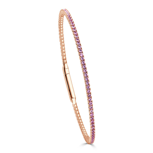 14K Gold & Pink Sapphire Flexible Eternity Bangle - 1.93ct - 1