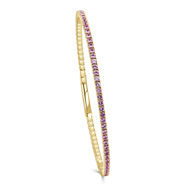 14K Gold & Pink Sapphire Flexible Eternity Bangle - 2.62ct - 1