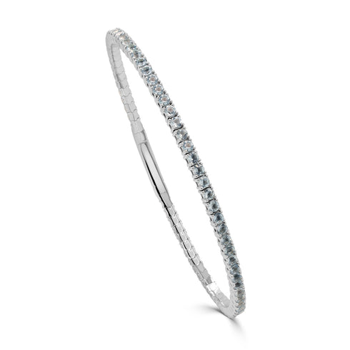 14K Gold & Aquamarine Flexible Bangle - 2.23ct - 1