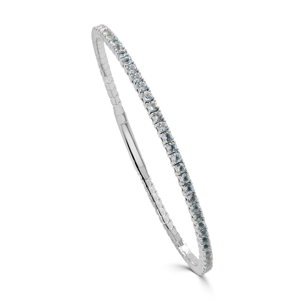 14K Gold & Aquamarine Flexible Bangle - 2.23ct - 1