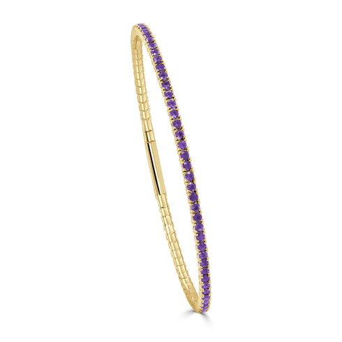 14K Gold & Amethyst Flexible Bangle - 2.03ct - 1