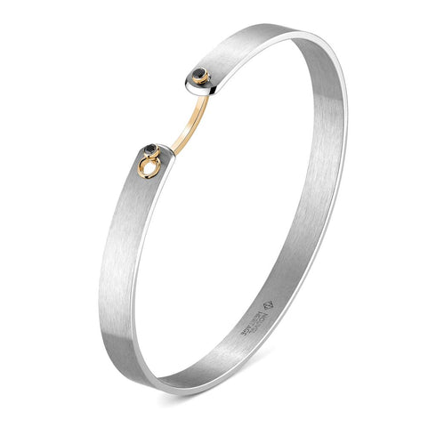 Paris From The Sky GM Mood Bangle with Black Diamonds in Yellow Gold - 1
