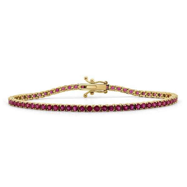 14k Gold & Red Ruby Tennis Bracelet - 3.82ct - 1