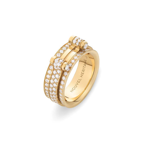 Full Paved Off Script Ring in Yellow Gold - 1