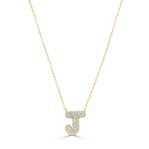 14K Gold Pave Diamond Initial Necklace - 0.50ct - 1