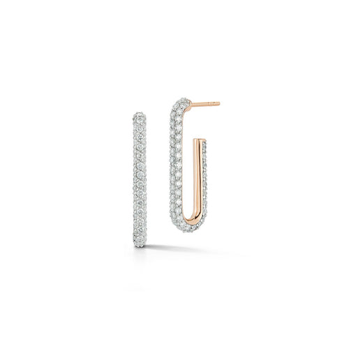 Saxon 18K Elongated Single Diamond Chain Link Earrings - 1