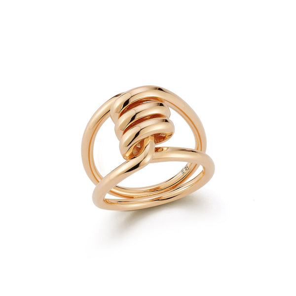Huxley 18K Gold Single Coil Link Ring - 1