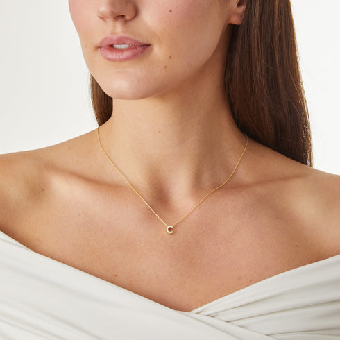 Love Letter C Necklace with Diamonds in 18K Yellow Gold - 3