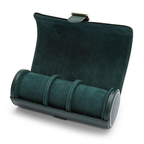 British Racing Green Triple Watch Roll by Wolf - 2