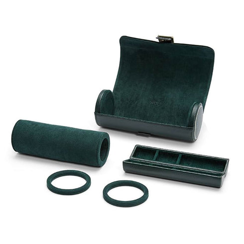 British Racing Green Triple Watch Roll by Wolf - 3