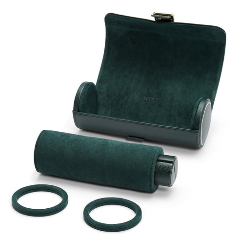 British Racing Green Triple Watch Roll by Wolf - 5