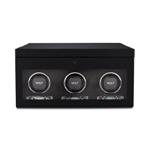 Triple Watch Winder with Storage - British Racing Black Collection - 1