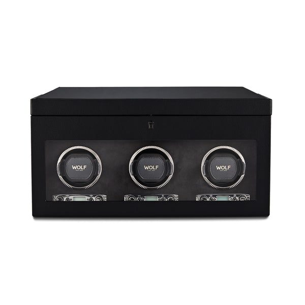 Triple Watch Winder with Storage - British Racing Black Collection - 1