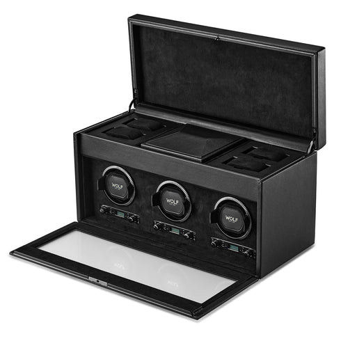 Triple Watch Winder with Storage - British Racing Black Collection - 3