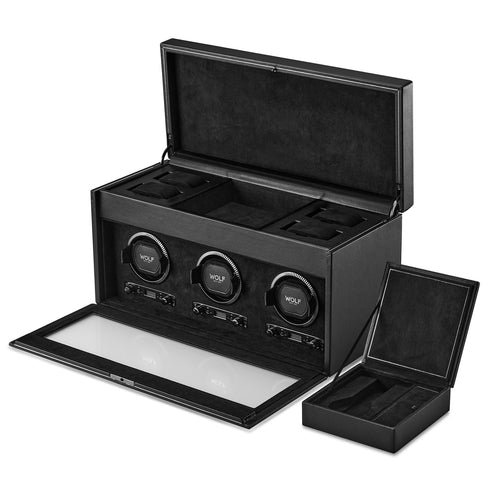 Triple Watch Winder with Storage - British Racing Black Collection - 5