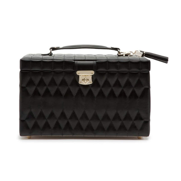 Caroline Large Jewellery Case in Diamond Quilted Leather - 1
