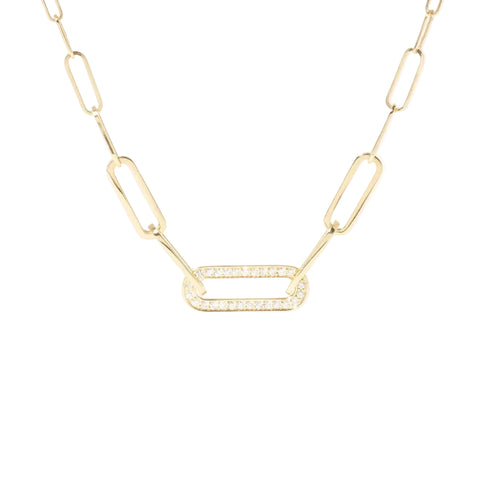 Maillon Small Necklace in 18K Yellow Gold with Diamonds - 1