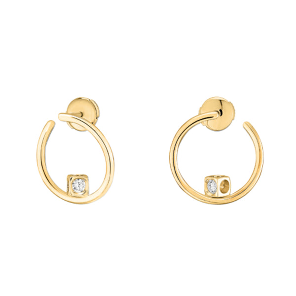 Le Cube Diamant Small Hoop Earrings in 18K Yellow Gold - 1