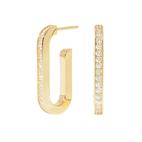Maillon Large Earrings in 18K Yellow Gold with Diamonds - 1