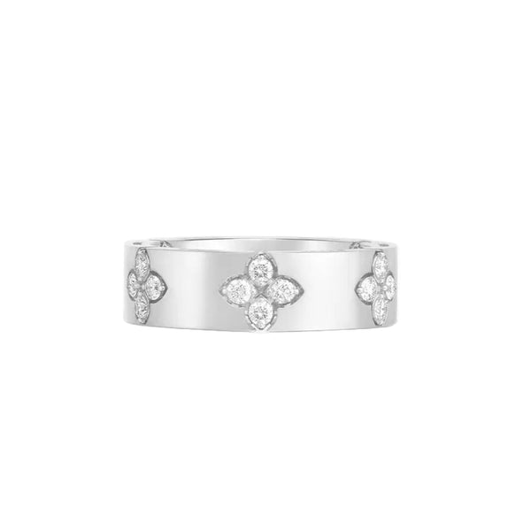Verona Diamond Flower Band Ring in 18K White Gold - 1