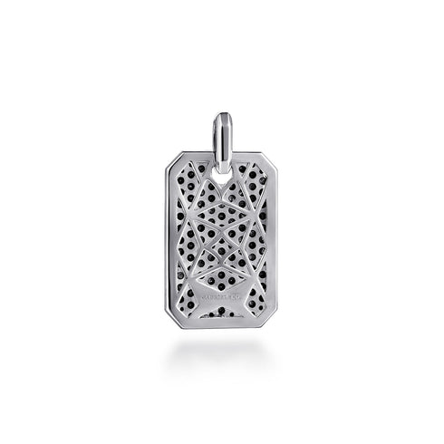 Contemporary 925 Sterling Silver Black Spinel Dog Tag Pendant - 3