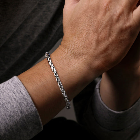 Classic 925 Sterling Silver Tubular Chain Bracelet - 3