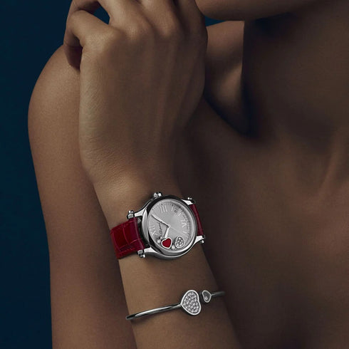 Happy Hearts on Red Alligator Watch - 2
