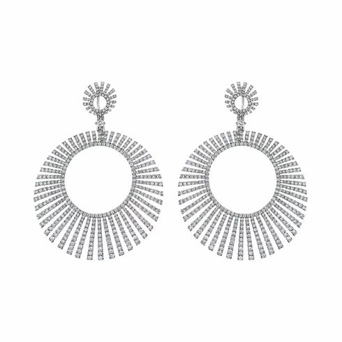 Open Circle Dangle Diamond Earrings - 1