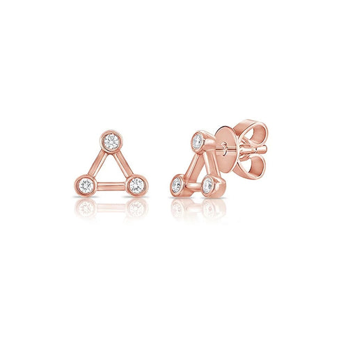Triangle Bezel Stud Diamond Earrings - 1