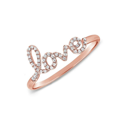 Love In Cursive Letters Diamond Ring - 1