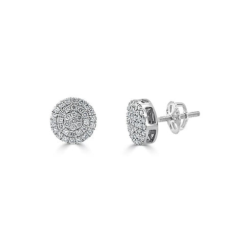 Disc Pave Stud Diamond Earrings 0.33ctw - 1