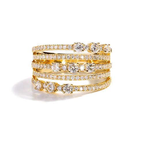 5 Row Split Shank Diamond Ring - 2