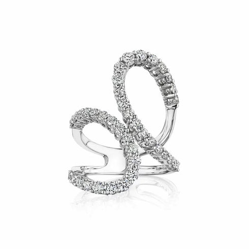 Loop By-Pass Split Shank Diamond Ring - 1