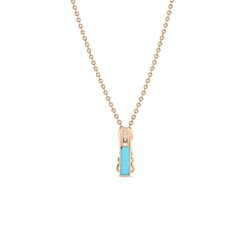 Art Deco Turquoise &amp; Diamond Zipper Necklace - 1