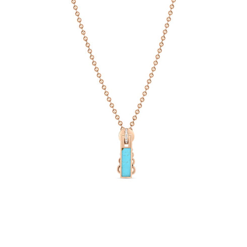 Art Deco Turquoise &amp; Diamond Zipper Necklace - 2